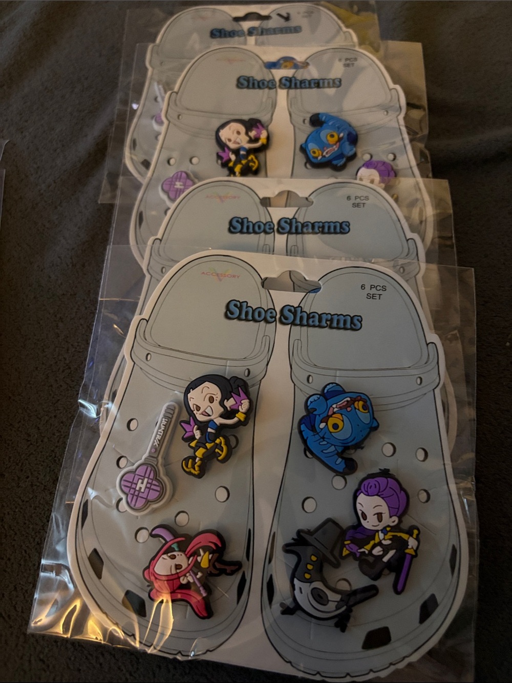 FASHION - Kids Shoe Charms - Purple, Blue & Pink Cartoon Set
